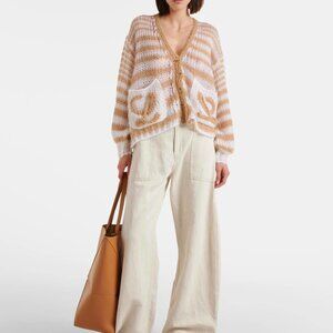Loewe Stripe Anagram Embroidered Mohair Wool Cardigan